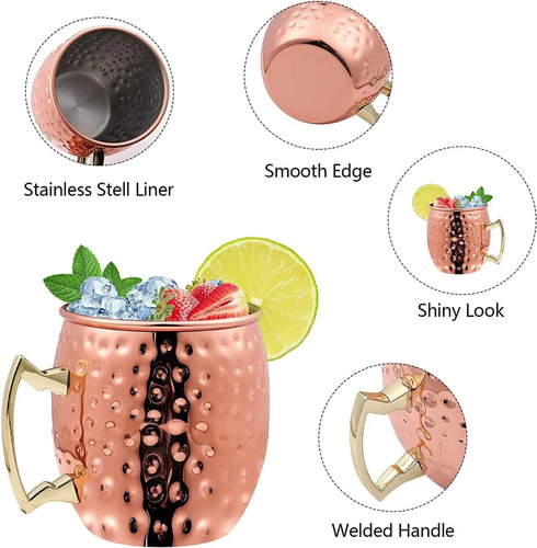 Ll Vaso Moscow Mule De Cobre De 550 Ml, Ideal Para