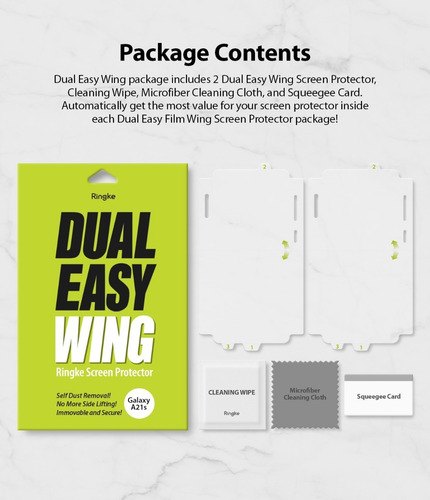 Imagen 2 de 9 de Film Dual Easy Wing Samsung A21s Ringke X2 Con Alas Full Cov