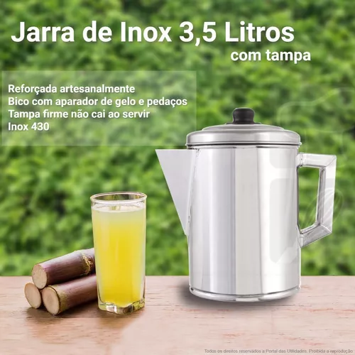 Jarra E Peneira Kit Caldo De Cana E Refresco Inox 4,5 L | Parcelamento sem  juros