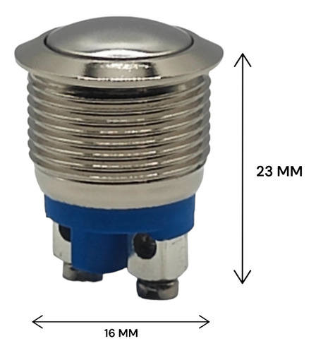Boton Pulsador Redondo 110v 3a Acero Tornillos 12v 16mm Acero