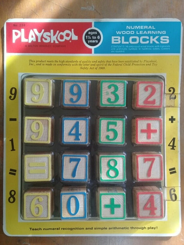 Playskool Numeral Woody Learning Blocks. Milton Bradley Usa