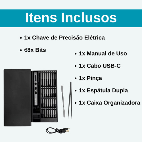Chave Fenda Parafusadeira Philips Elétrica Sem Fio Precisão Profissional Digital Informática
