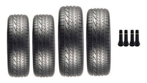 Kit 4 Pneu 185/60/15 Remold Com Borracha Vipal + 4 Bico