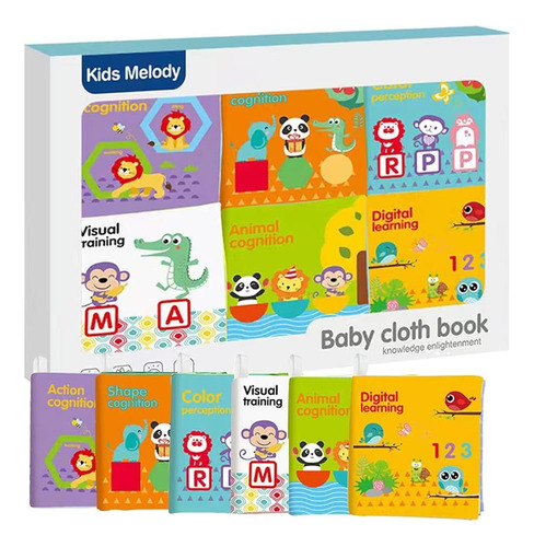 6 Soft Cloth Book Touch And Feel Baby Books Toys 0-24 Months