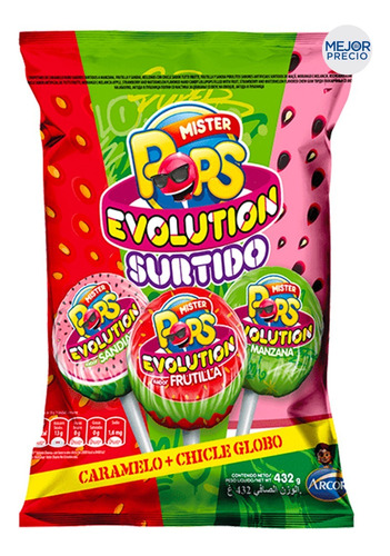 Mr Pop Evolution 24 Chupetines Con Chicle Surtidos Sin Tacc