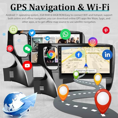 Pack Estéreo De Coche Nhopeew 10.1 Android 13 Con Gps Y Blue