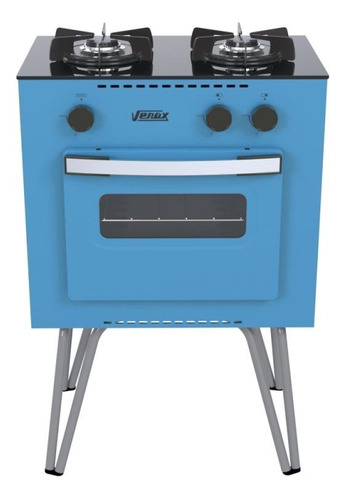 Fogao 2 Bocas Venax Mini Cook Azul Glp