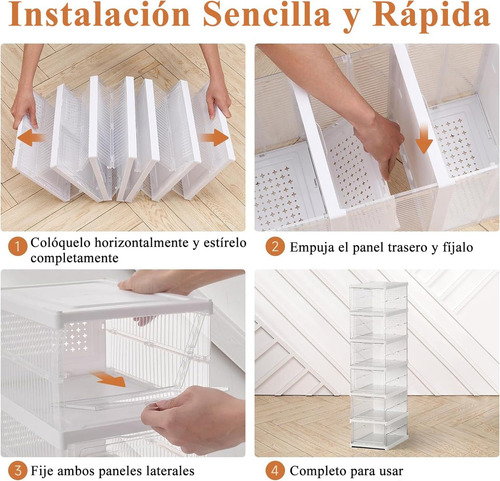 Atfast Zapatero vertical apilable caja de zapatos de tenis de 6 niveles color blanco