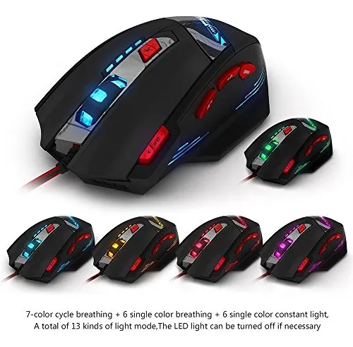 Mouse Para Juegos Zelotes T90 De 9200 Dpi, 8 Botones Program