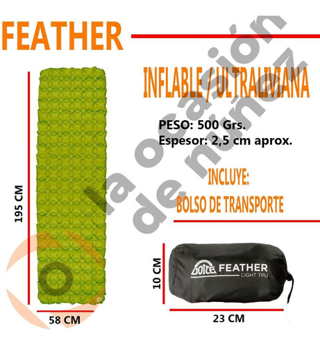 Colchoneta Inflable Doite Feather Ultraliviana Compacta