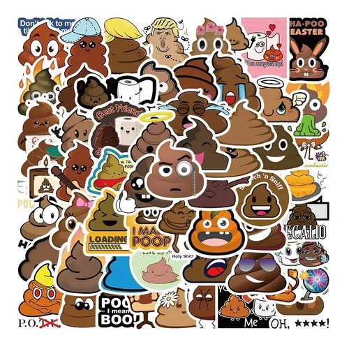 comprar 50 Stickers Emoji Caca Kawaii - Etiquetas Autoadhesivas