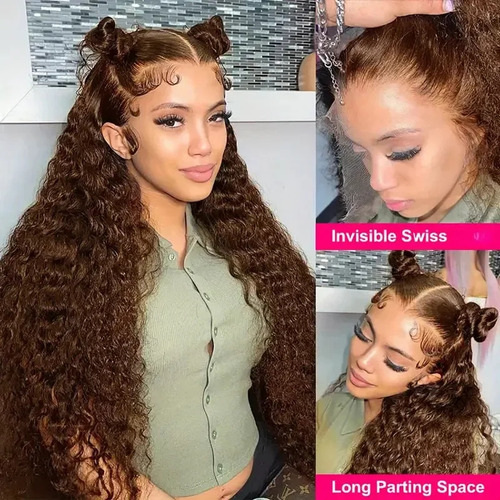 Peluca Frontal De Encaje Rizado Natural De Color Naranja, 18