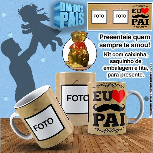 Imagem 2 de 4 de Caneca Personalizada Dia Dos Pais + Caixinha + Embalagem