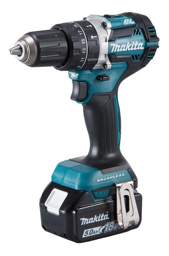 Taladro percutor atornillador inalámbrico de 13mm Makita DHP484RFE 18V + accesorio con maletín de transporte 110V/220V