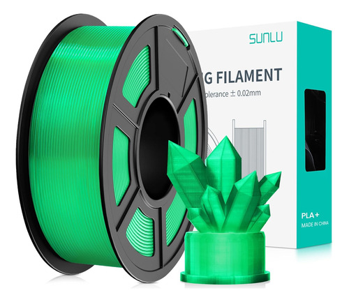 Filamento Pla Plus Sunlu Verde Transparente, 1,75 Mm, 1 Kg