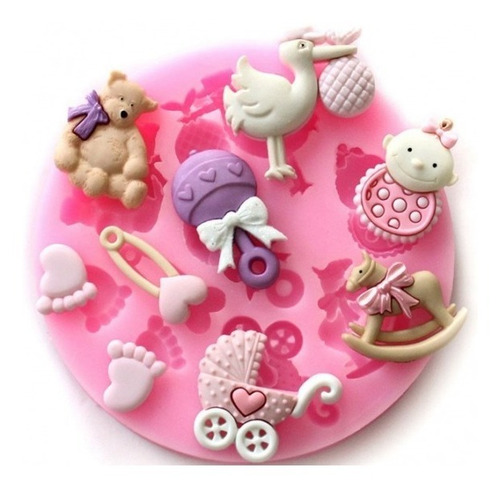 Molde De Silicone Chá De Bebê Biscuit Pasta Americana