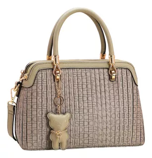 Bolsa Chenson Feminina Monograma Plissado 3483732 Cor Bege