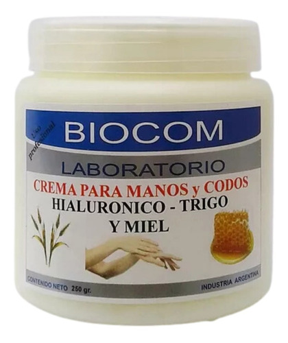 Crema Para Manos Y Codos C/hialurónico, Trigo Y Miel Biocom 