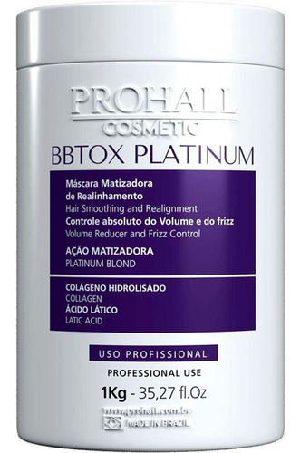 Btox Platinum Realinhamento Cabelo Loiro Blond Prohall 1kg