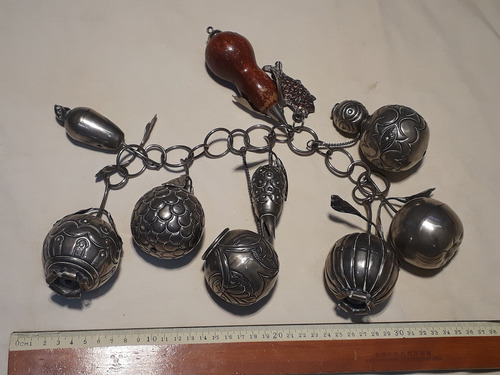 Balangandan Amuleto Africano Antiguo 10 Elemen Bronce Platea