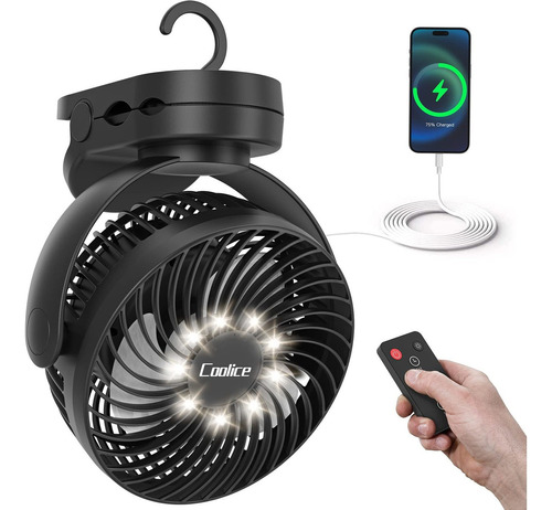 Camping Fan With Remote Control - 65hrs Mah Rechargeable Fa.