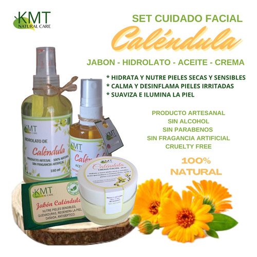 Caléndula - Set Cuidado Facial 100% Natural Pieles Sensibles