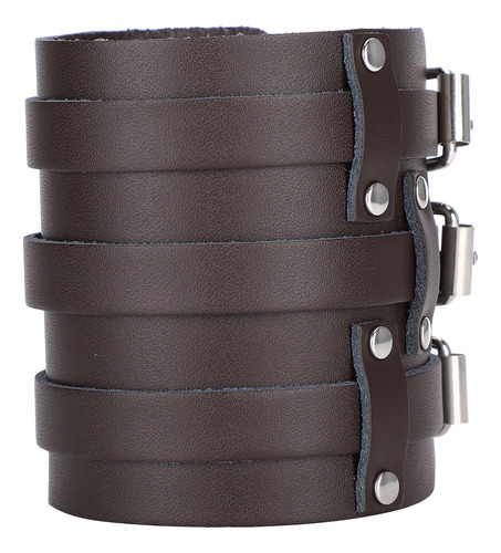Pulsera Ancha De Cuero Para Hombre Y Mujer Ajustable