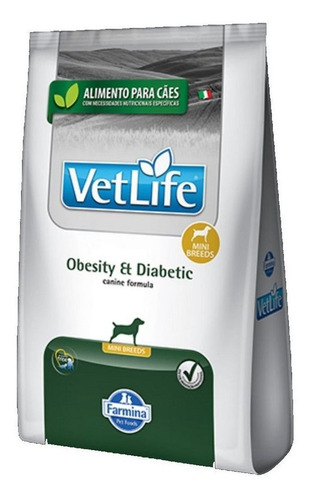 Vet Life Ração P/ Cães Obesity E Diabetic Raças Peq. 10,1kg