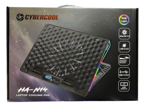 Cooler Para Laptop Gamer Rgb 15.6 Cybercool N14 Ventilador 1 Color Negro