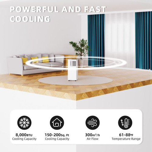 Aire Acondicionado Portátil 8000 Btu Con Deshumidificador Color