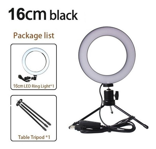 Ring Light Iluminador Selfie Makeup + Tripé De Mesa Luz Led