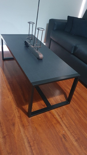 Imagen 3 de 9 de Mesa Ratona Arrime 120x50x40 Hierro Y Madera Industrial