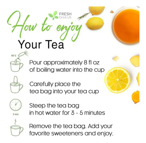 Té De Limón Y Jengibre Premium, 100% Natural, Sin Azúcar, Si