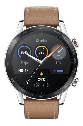 Smartband Honor MagicWatch 2 1.39" caixa 46mm de  aço inoxidável  prateada, pulseira  flax brown MNS-B19