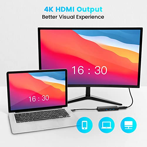 Adaptador Multipuerto Usb C Hub Rshtech 6 En 1, Adaptador Us