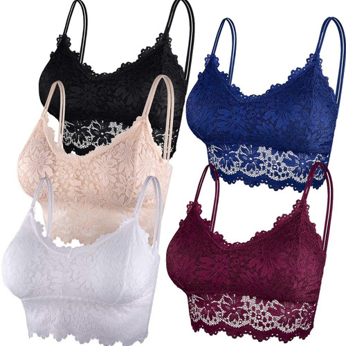 Brassier Sujetador De Encaje Acolchado Sexy Bralettes 5 Pcs