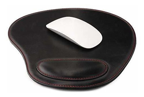 Mousepad De Cuero Con Reposamuñecas Ovalado.