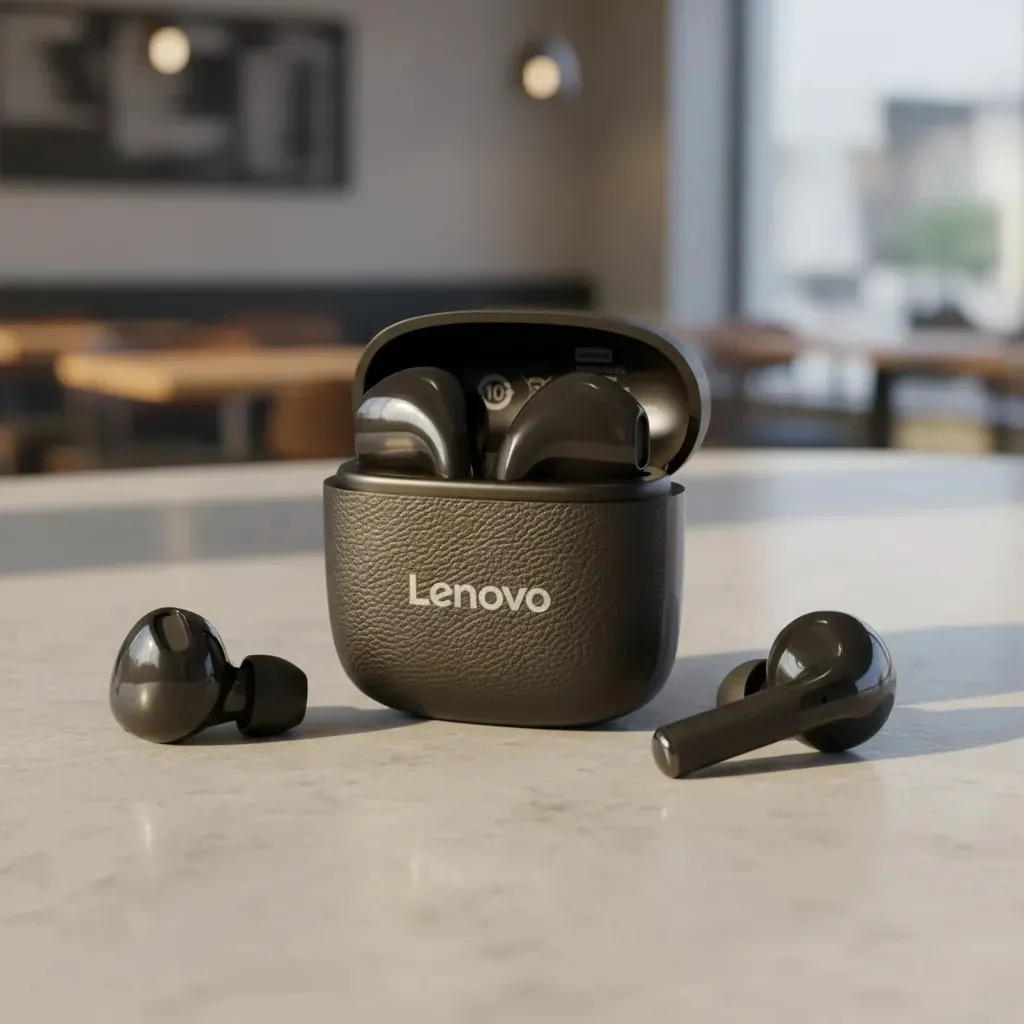 Auriculares In-ear Inalámbricos Lenovo Tws Ea166 Ea166 Negro Con Luz Blanco Led