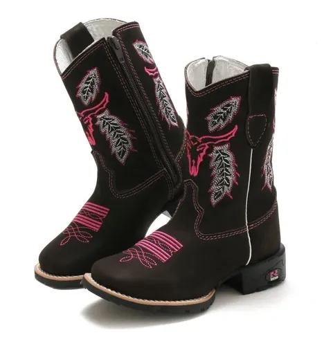 Bota Botina Country Texana Couro Infantil Feminina. Parcelamento
