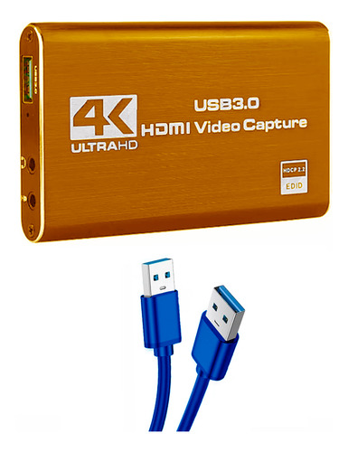 Capturador Hdmi Usb 3.0 4k Windows Mac Linux Dorado