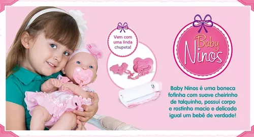 Boneca Baby Ninos Recém Nascida Bebê ReBorn com Acessórios Cotiplás -  Mercadao do Real