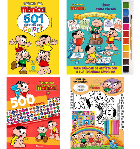 Livro Para Colorir E Atividades Infantil Com 500 Adesivos Turma Da Mônica E Sua Turma Livro Educativo Atividades Que Ajuda No Desenvolvimento Infantil 