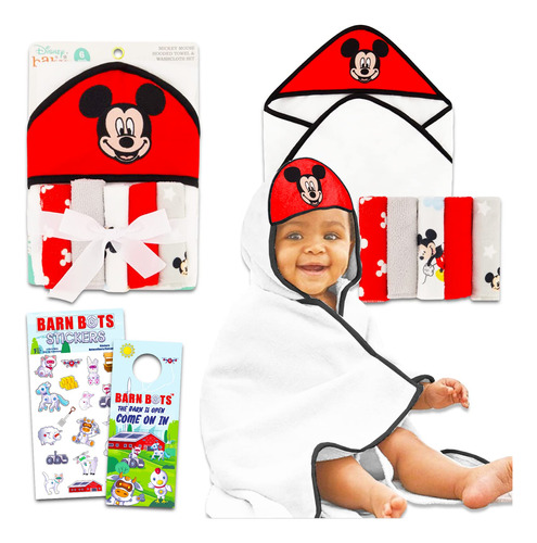 Juego De Toallas Con Capucha Para Bebé Pack Mickey Mouse