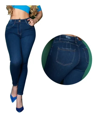 Jeans Tiro Alto Para Dama De Mezclilla Strech