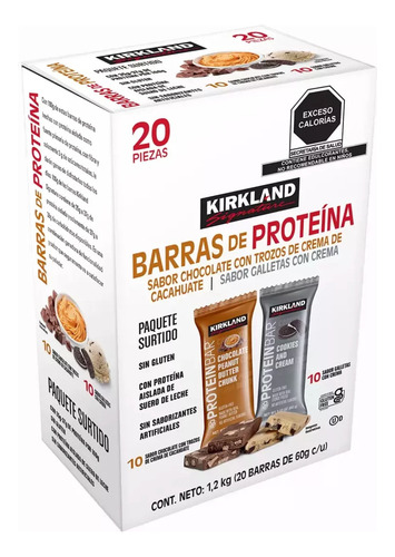 Barras Proteína Kirkland Cookies & Cream Choco No Gluten 20p