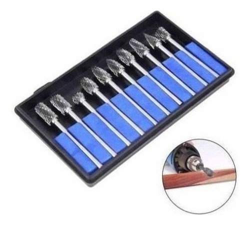 Kit Set 10 Puntas Lima Rotatoria 1/8 Carburo Para Dremel