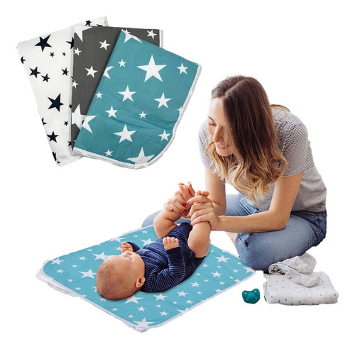 3pcs Alfombrilla Para Cambiar Pañal De Bebe Impermeable Y