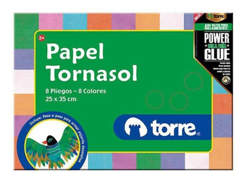 Papel Tornasol 8 Pliegos / 8 Colores 25x35cms Torre