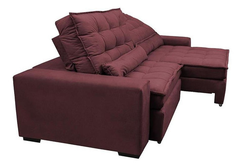 Sofá Retrátil e Reclinável com Molas Ensacadas Cama inBox Gold 2,32m Tecido Suede Velusoft Vinho