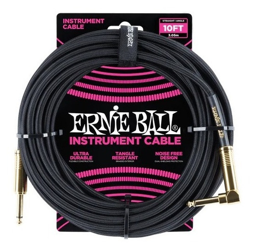 Cable Ernie Ball 10ft P06081 Negro 3,05 Metros